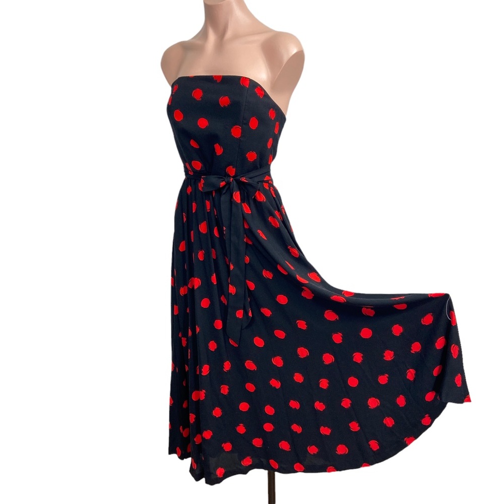 #1289 ALICE + OLIVIA y2k 90's strapless fit and flare black red cocktail dress 4